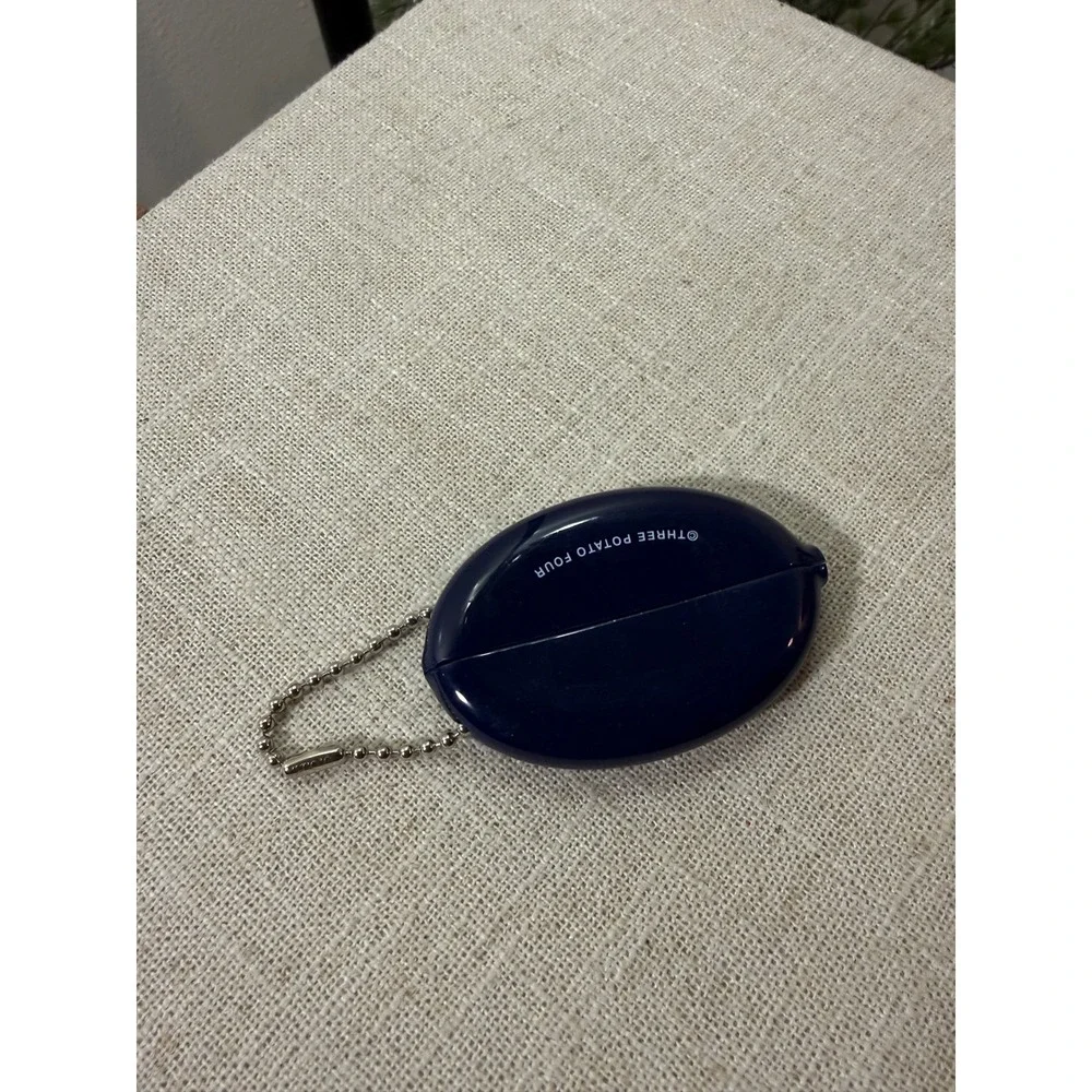 Thrifting Money Coin Purse Navy White Retro Rubber Squeeze Pouch